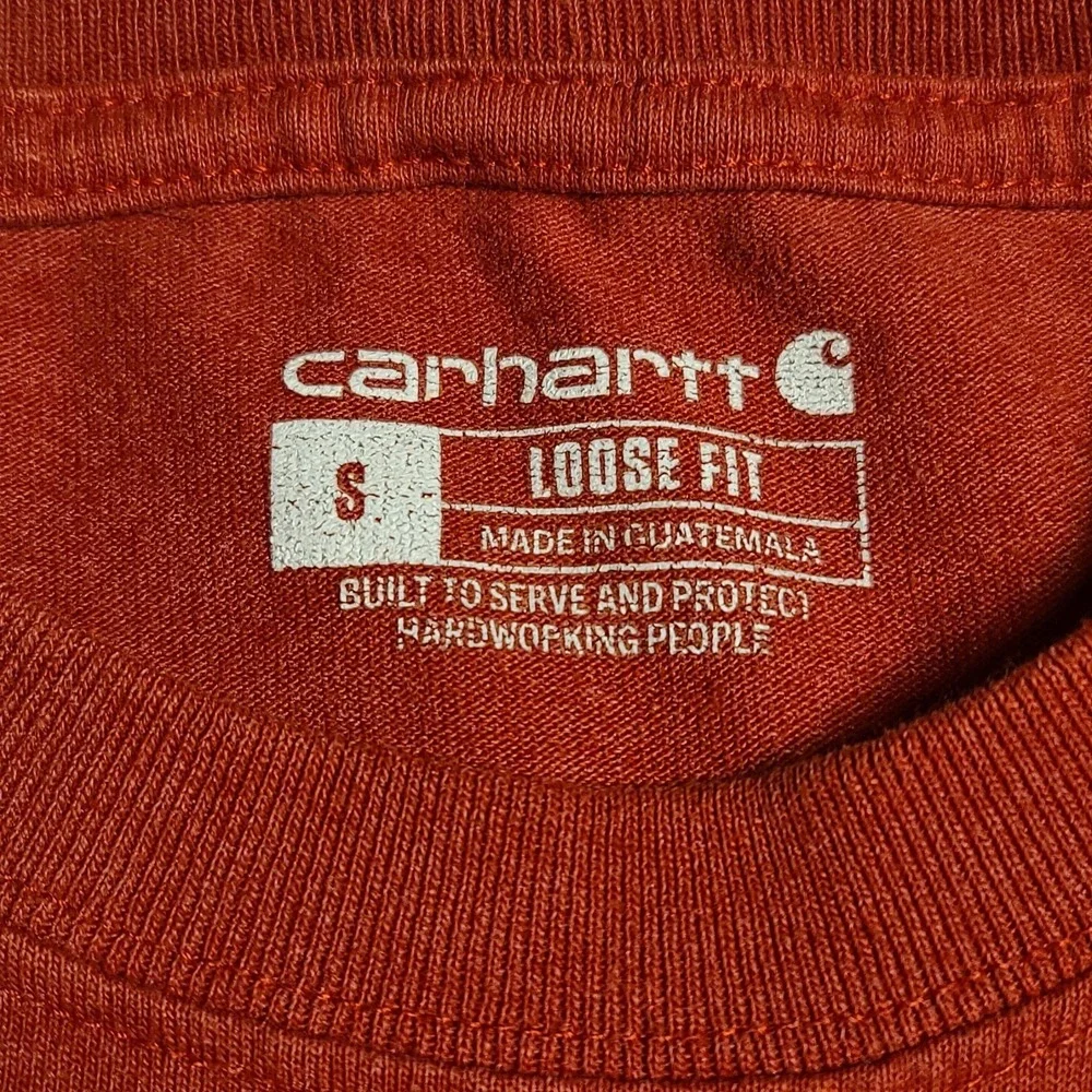 Carhartt Loose Fit T Shirt Small‎ Orange K87-M Work Wear Pocket Tee
